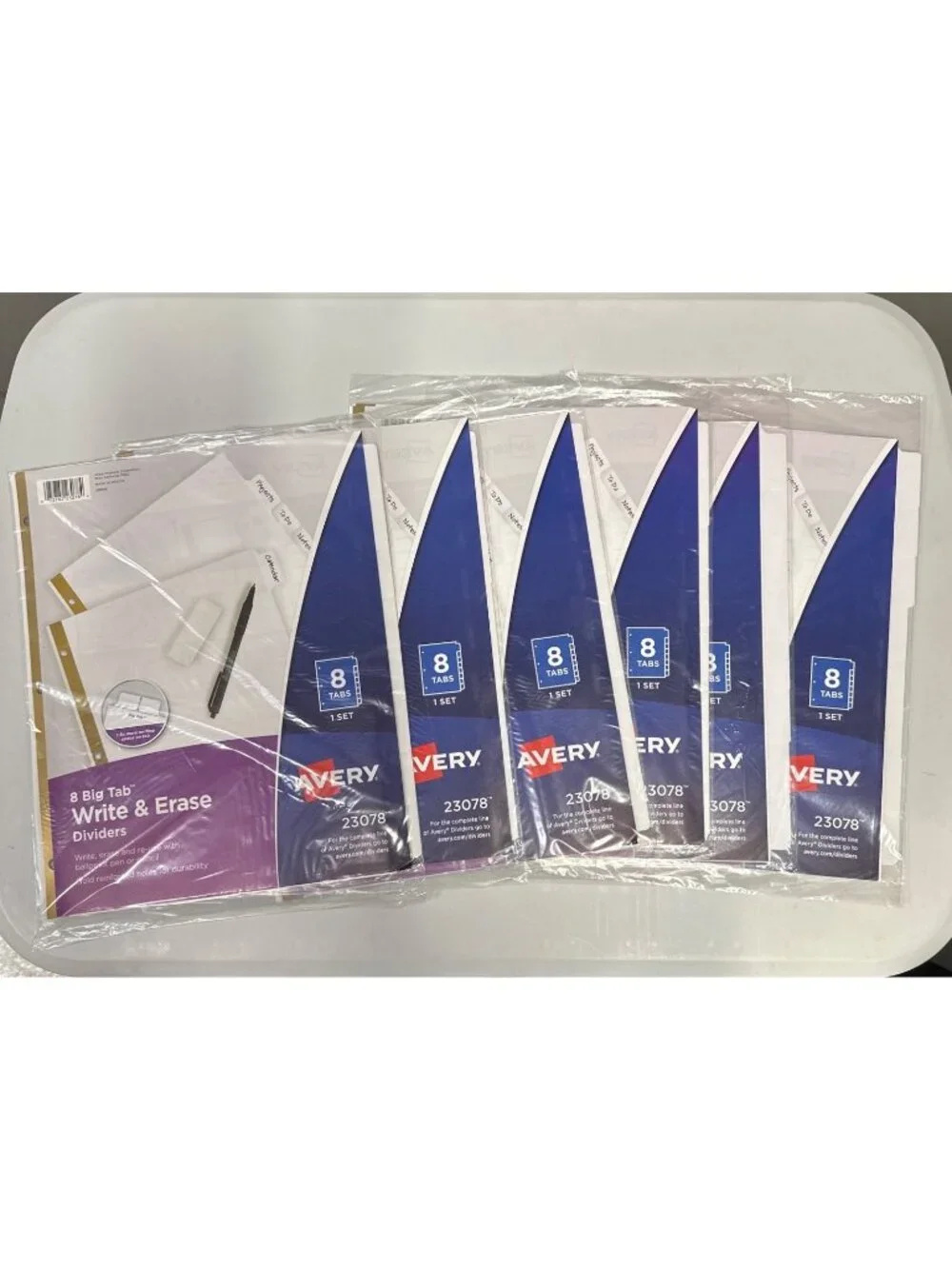 6 Sets Avery Big Tab Write & Erase Dividers 23078 8 White Tabs per Set